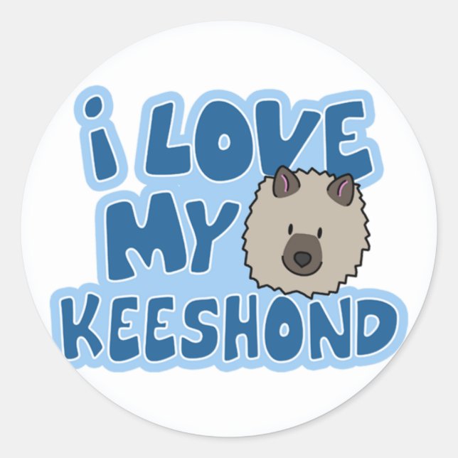 Adesivo Redondo Eu Adoro Meus Stickers Keeshond (Frente)