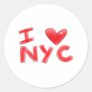 Adesivo Redondo Eu Adoro NYC Clássico