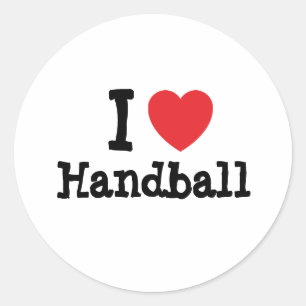 Adesivo Redondo Eu adoro o coração do Handball personalizado