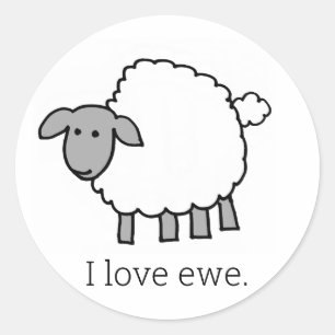 Adesivo Redondo Eu Adoro O Ewe Sheep Round Sticker