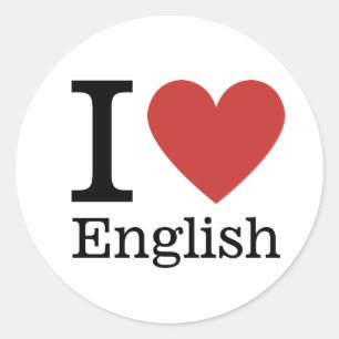 Adesivo Redondo Eu ❤️ adoro o Inglês STICKER