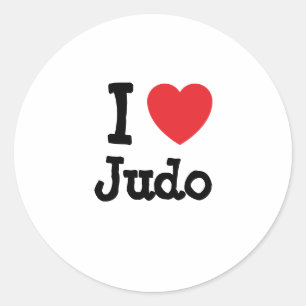 Adesivo Redondo Eu adoro o Judo Heart personalizado personalizado