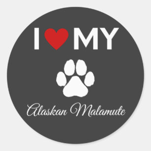 Adesivo Redondo Eu adoro o meu texto personalizado para o cão Mala