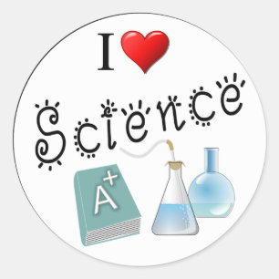 Adesivo Redondo Eu adoro o Science Heart Lab Classroom Round S