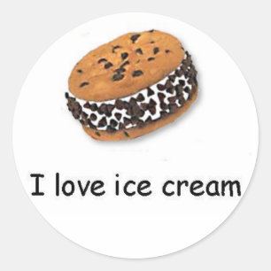 Adesivo Redondo Eu adoro o sorvete Cookie Sandwich Sticker