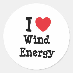 Adesivo Redondo Eu adoro o Wind Energy personalizado personalizado