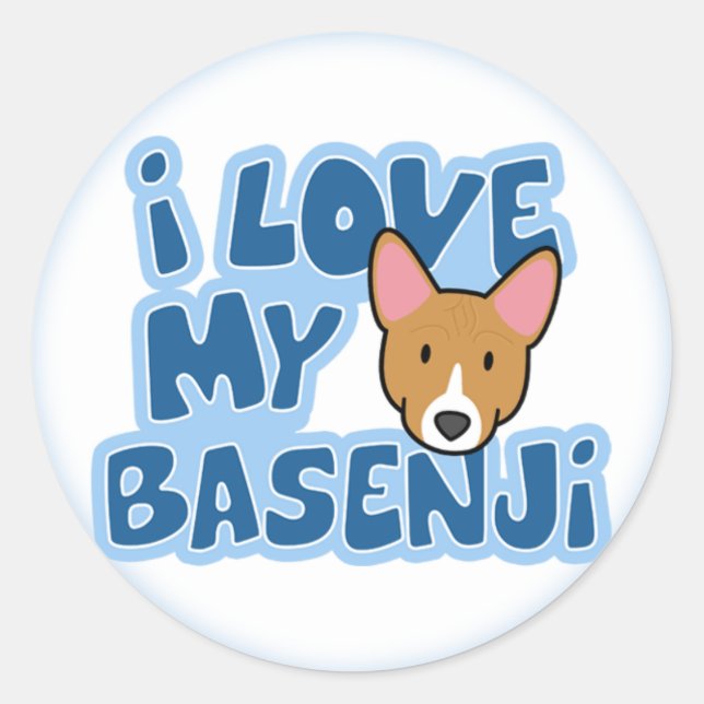 Adesivo Redondo Eu Adoro Os Meus Stickers Basenji (Frente)