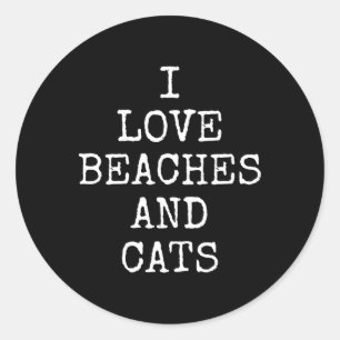 Adesivo Redondo Eu Adoro Praias E Gatos Camisetas Gatinhos Engraça