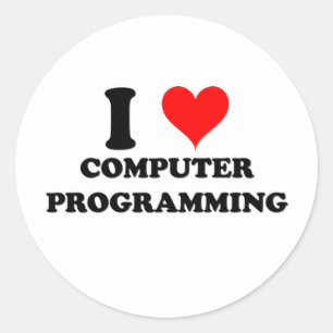 Adesivo Redondo Eu adoro programação de computador