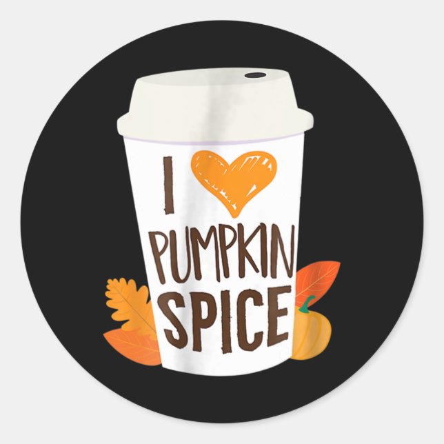Adesivo Redondo Eu Adoro Pumpkin Spice Café Autumn Fall Season Psl (Frente)