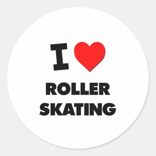 Adesivo Redondo Eu Adoro Roller Skating (Frente)