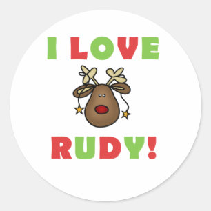 Adesivo Redondo Eu Adoro Rudy Reindeer Holidays