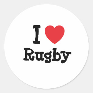 Adesivo Redondo Eu adoro Rugby personalizado personalizado