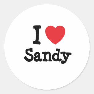 Adesivo Redondo Eu adoro Sandy Heart Shirt