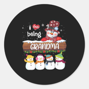 Adesivo Redondo Eu Adoro Ser A Vovó Snowman Da Família Xmas Natal