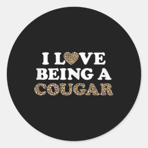 Adesivo Redondo Eu Adoro Ser Uma Roupa De Cougar, Cougars Coração 