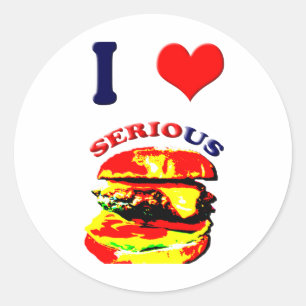 Adesivo Redondo Eu Adoro Sérios Burgers