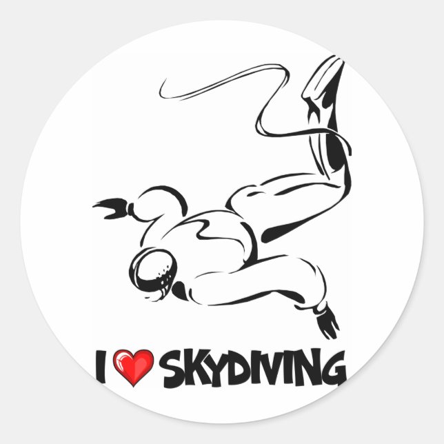 Adesivo Redondo Eu Adoro Skydiving (Frente)