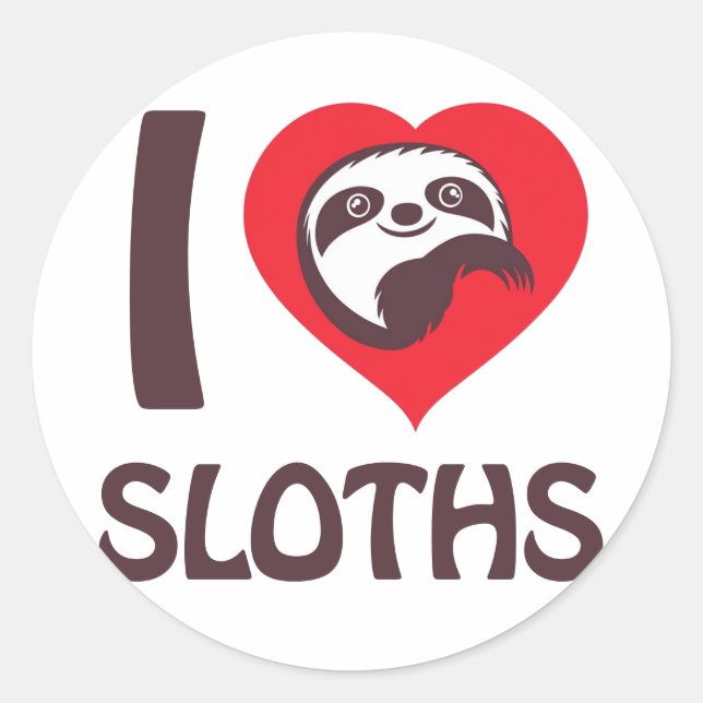 Adesivo Redondo Eu adoro Sloths (Frente)