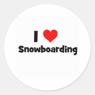 Adesivo Redondo Eu Adoro Snowboard