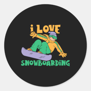 Adesivo Redondo Eu Adoro Snowboard Lover Snowboard Snowboarder