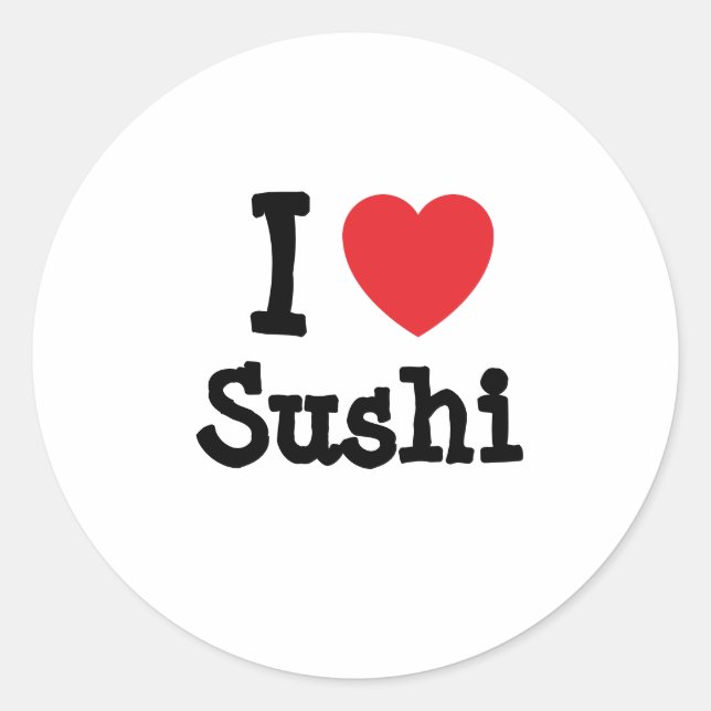 Adesivo Redondo Eu adoro Sushi Heart T-Shirt (Frente)