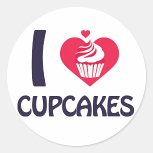 Adesivo Redondo Eu adoro T-Shirt de Cupcakes