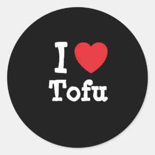 Adesivo Redondo Eu adoro T-Shirt do coração de Tofu