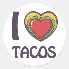 Adesivo Redondo Eu adoro Tacos