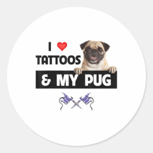 Adesivo Redondo Eu Adoro Tatuagens E Meu Cachorro Cachorro Mãe Pai