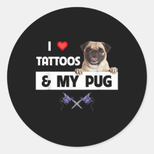 Adesivo Redondo Eu Adoro Tatuagens E Meu Cachorro Cachorro Mãe Pai