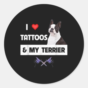 Adesivo Redondo Eu Adoro Tatuagens E Meu Cachorro Collie Da Fronte