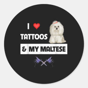 Adesivo Redondo Eu Adoro Tatuagens E Meu Cachorro Maltipoo Pai Mãe