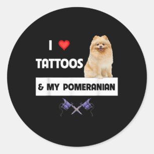 Adesivo Redondo Eu Adoro Tatuagens E Meu Cachorro Pomeraniano Corp