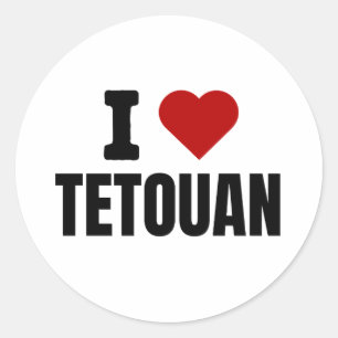Adesivo Redondo Eu adoro Tetouan - Eu adoro T-shirt Tetouan