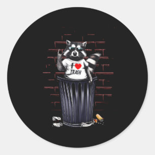 Adesivo Redondo Eu Adoro Trash Raccoon Panda