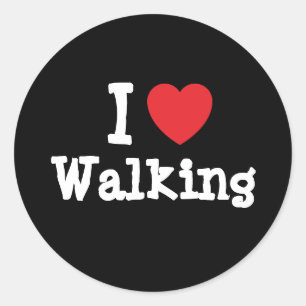 Adesivo Redondo Eu adoro Walking coração personalizado personali
