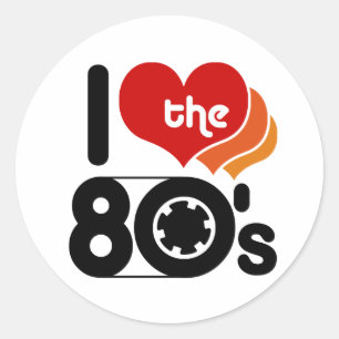 Adesivo Redondo Eu amo a anos 80