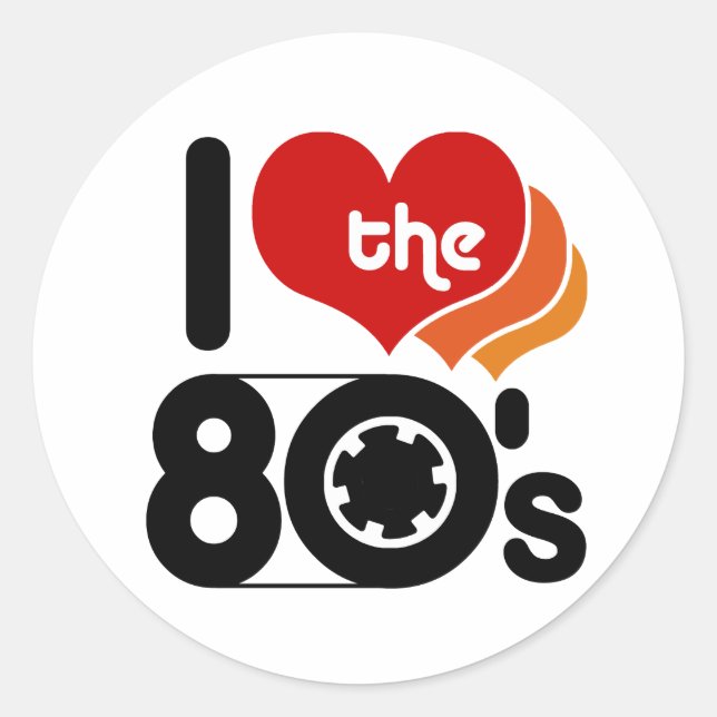 Adesivo Redondo Eu amo a anos 80 (Frente)