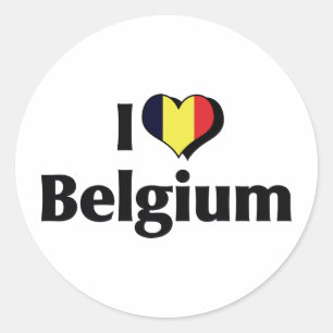 Adesivo Redondo Eu Amo a Bandeira da Bélgica