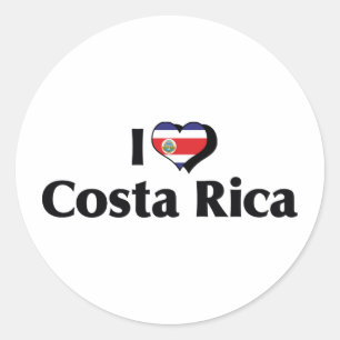 Adesivo Redondo Eu Amo a Bandeira da Costa Rica
