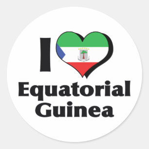 Adesivo Redondo Eu Amo a Bandeira da Guiné Equatorial