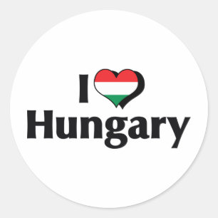Adesivo Redondo Eu Amo a Bandeira da Hungria