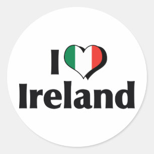 Adesivo Redondo Eu Amo a Bandeira da Irlanda