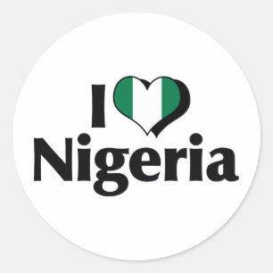 Adesivo Redondo Eu Amo a Bandeira da Nigéria