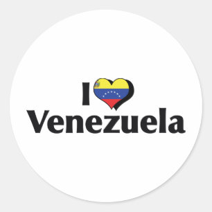 Adesivo Redondo Eu Amo a Bandeira da Venezuela