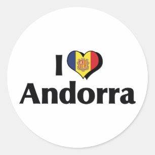 Adesivo Redondo Eu Amo a Bandeira de Andorra