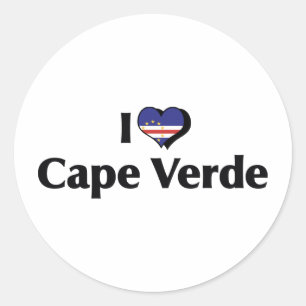 Adesivo Redondo Eu Amo a Bandeira de Cabo Verde