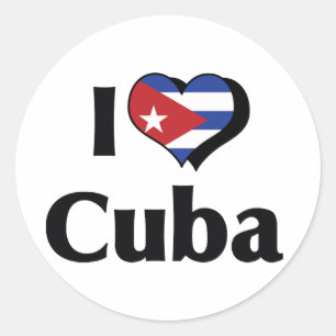 Adesivo Redondo Eu Amo a Bandeira de Cuba