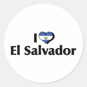 Adesivo Redondo Eu Amo a Bandeira de El Salvador